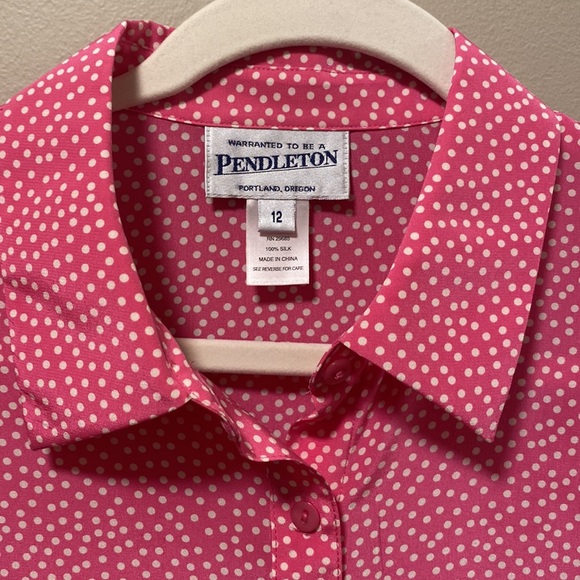 Pendleton Vintage Pink & White Polka Dot Skirt & Short Sleeve Blouse Set - Picture 3 of 15